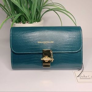 Viola Castellani Teal Italian Leather 🇮🇹 Purse/Handbag